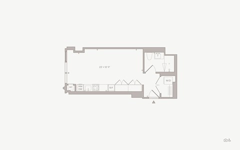 Floor plan for studio, 1 bath